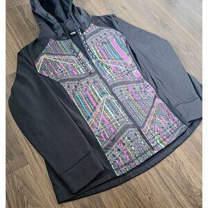 💙 Fila Artsy Hooded Medium Weight Athleisure Zip Jacket Size 2X Stretch